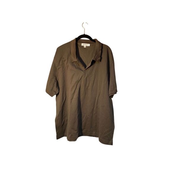 Calvin Klein Mens Short Sleeve Brown Polo Shirt Size XXL - Picture 2 of 4